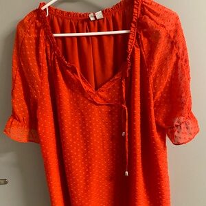 Cato Vibrant Red Textured Blouse